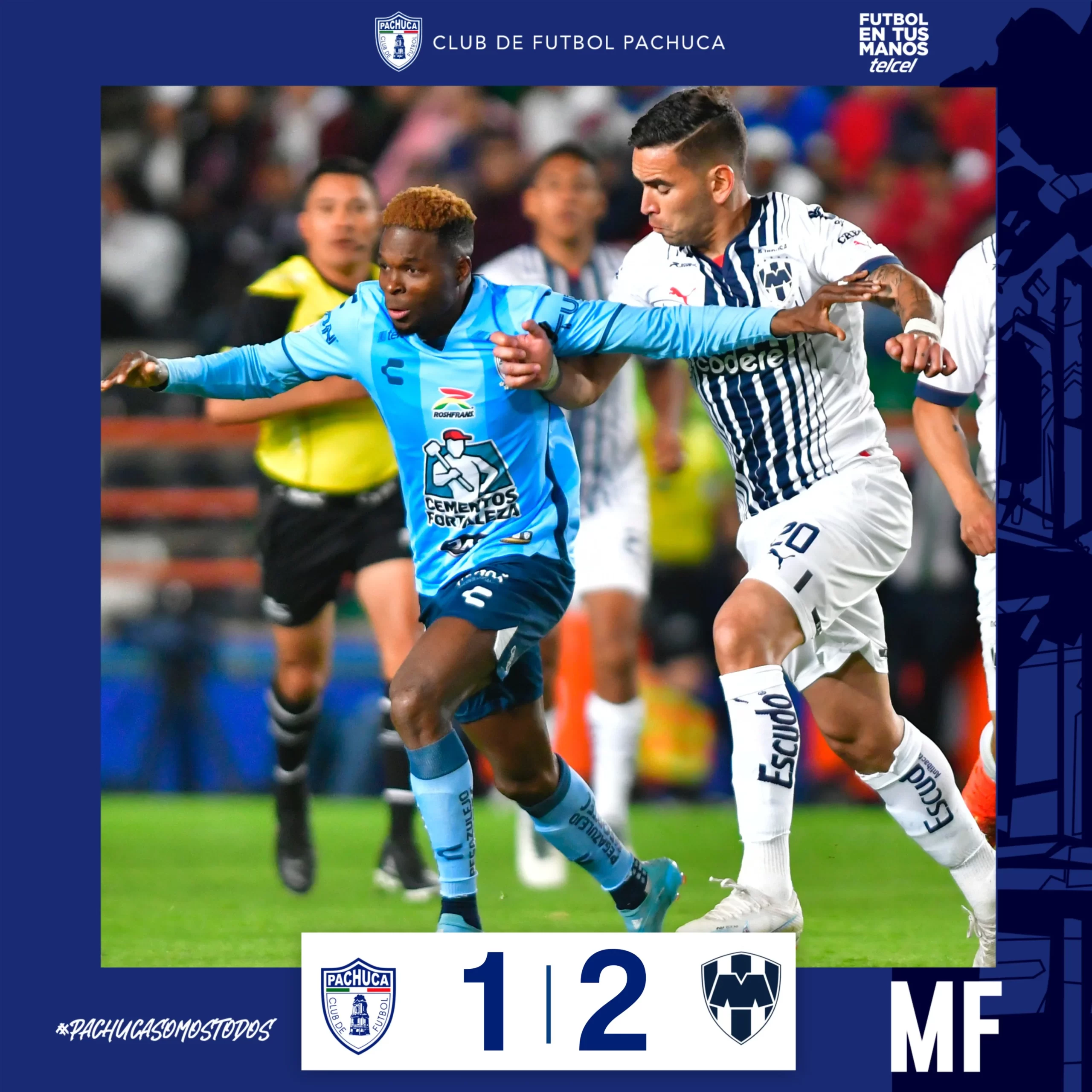 ¡DERROTA BLANQUIAZUL! Caen los Tuzos 2-1 frente a Rayados en el Hidalgo
