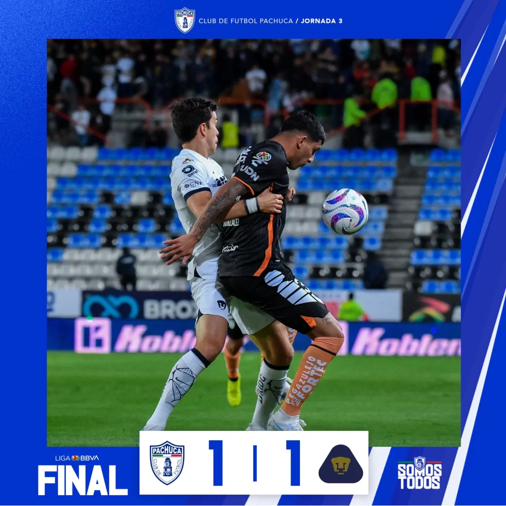 Los Tuzos siguen sin ganar, empatan 1-1 con los Pumas en el Hidalgo