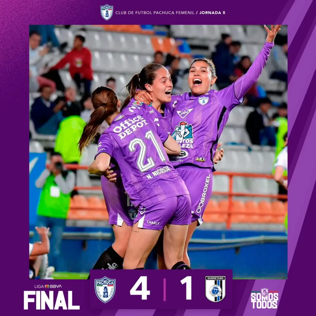 Las Tuzas del Pachuca golean 4-1 al Querétaro Femenil en encuentro de la Jornada 5 del Clausura 2024