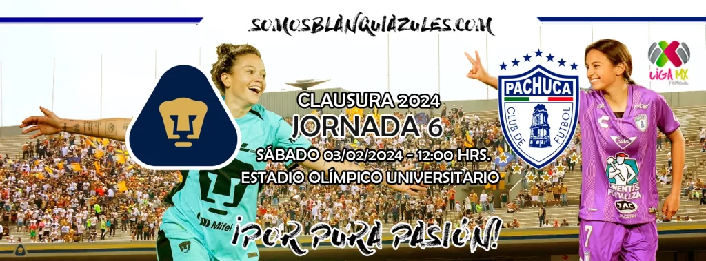 Las Tuzas del Pachuca visitan a Pumas Femenil en el Estadio Olímpico Universitario