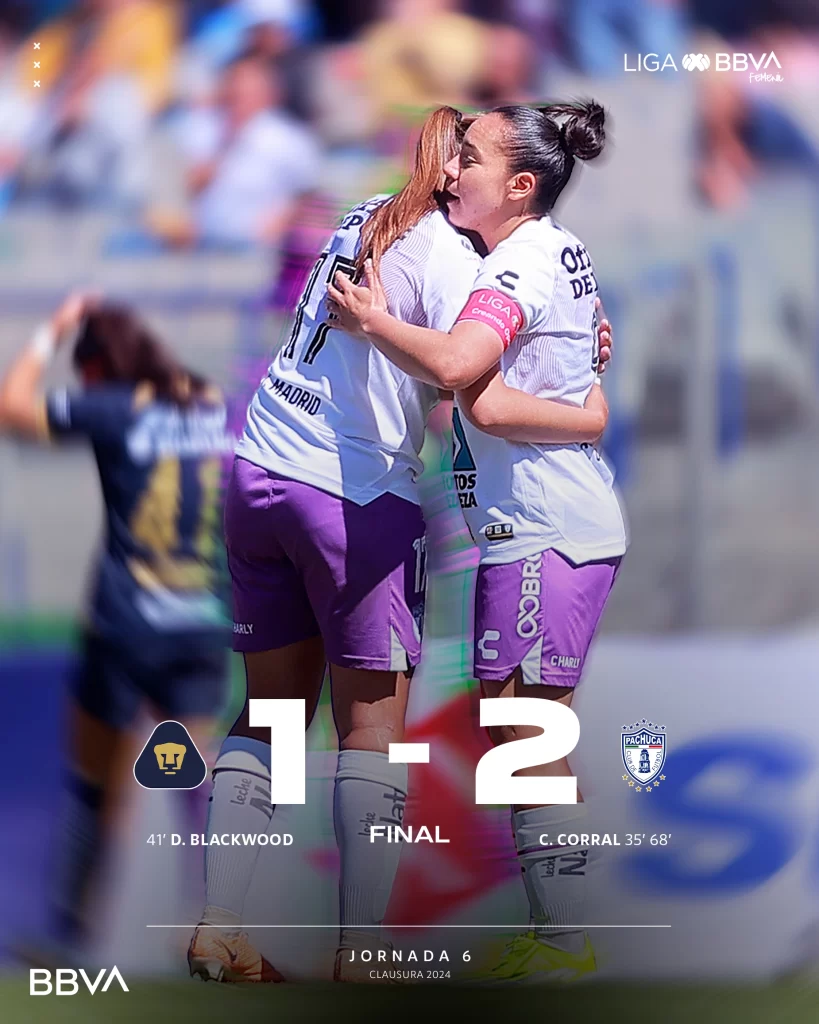 En CU las Tuzas del Pachuca derrotan 2-1 a las Pumas de la UNAM