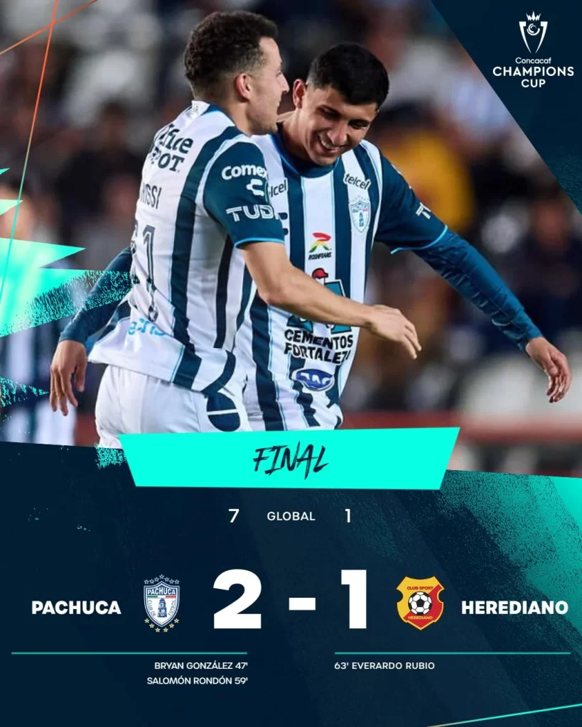Pachuca derrota 2-1 al Herediano y clasifica a Semifinales de la CONCACAF Champions Cup 2024, enfrentará al América