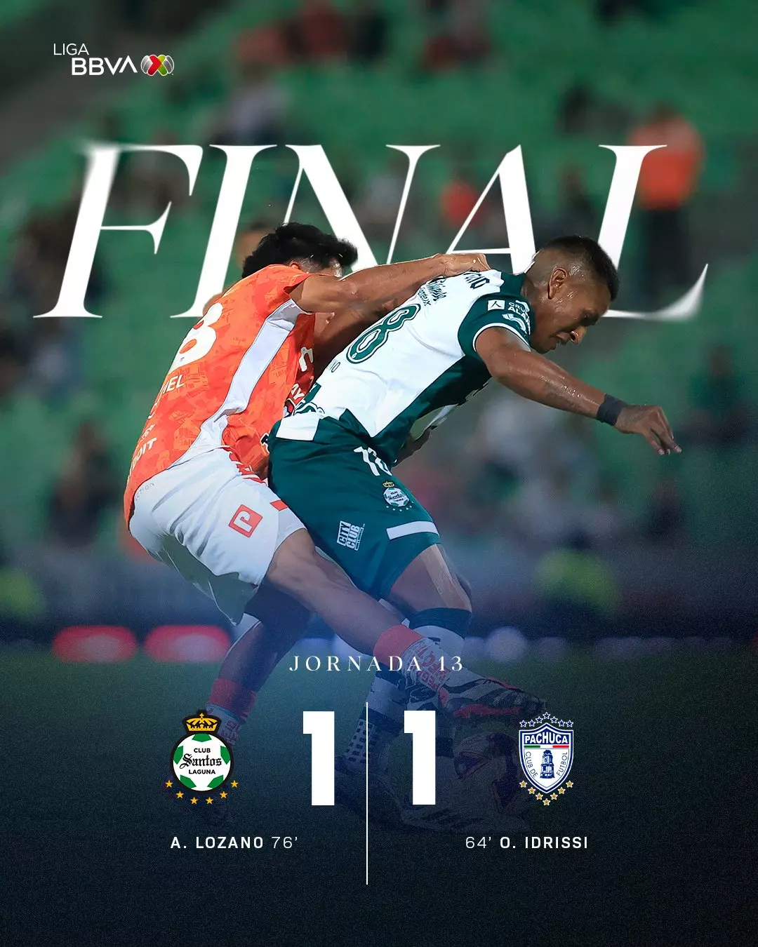 Tuzos y Santos Empatan 1-1