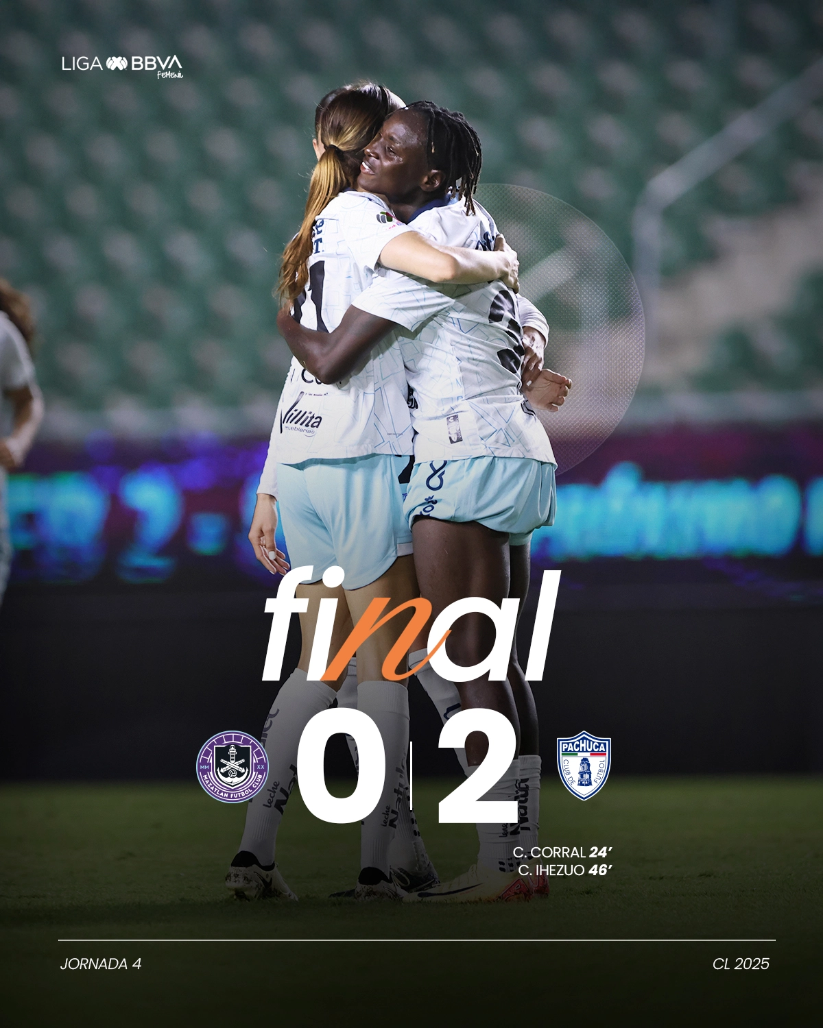 LIGA MX FEMENIL CLAUSURA 2025 JORNADA 4:MAZATLAN FC FEMENIL 0-2 TUZAS