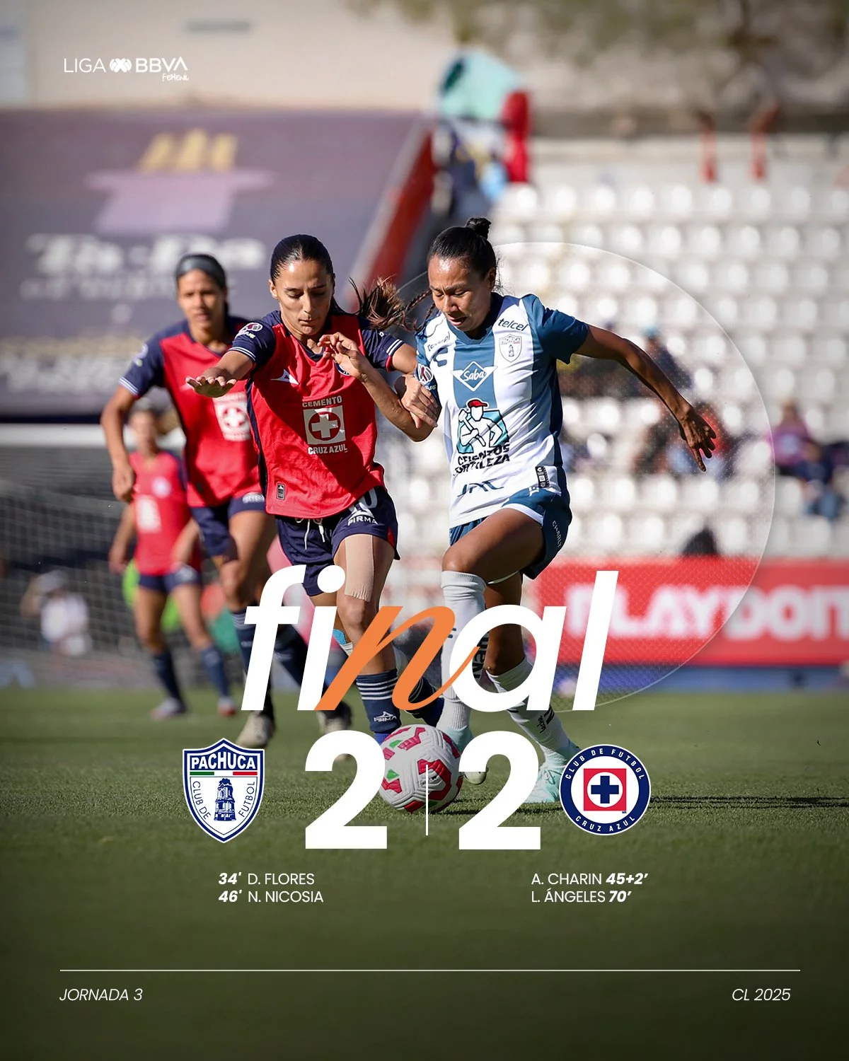 LIGA MX FEMENIL CLAUSURA 2025 JORNADA 3 TUZAS 2-CRUZ AZUL FEMENIL 2