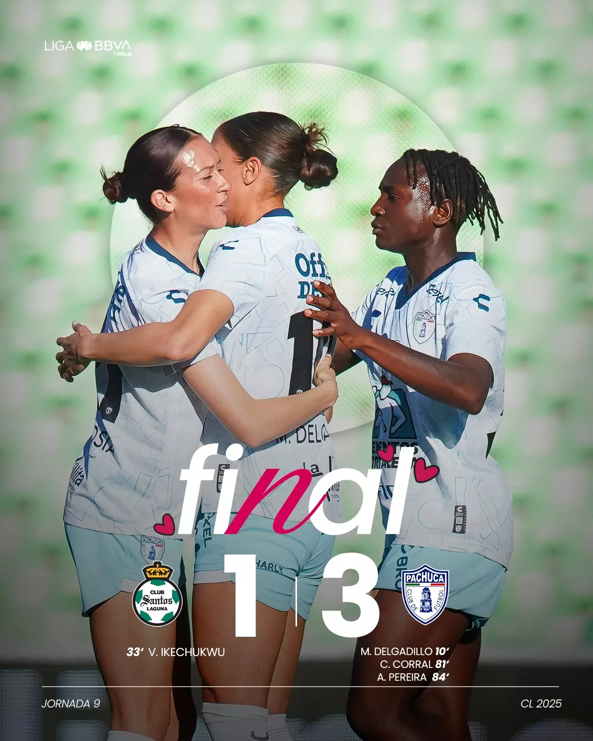 LIGA MX FEMENIL CLAUSURA 2025 JORNADA 9:SANTOS LAGUNA FEMENIL 1-3 TUZAS
