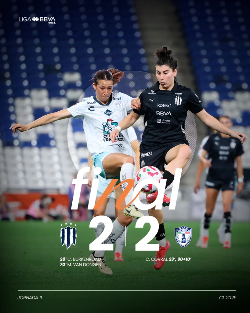 LIGA MX FEMENIL CLAUSURA 2025 JORNADA 11:RAYADAS 2-2 TUZAS