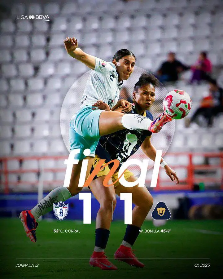 LIGA MX FEMENIL CLAUSURA 2025 JORNADA 12 TUZAS 1-1 PUMAS