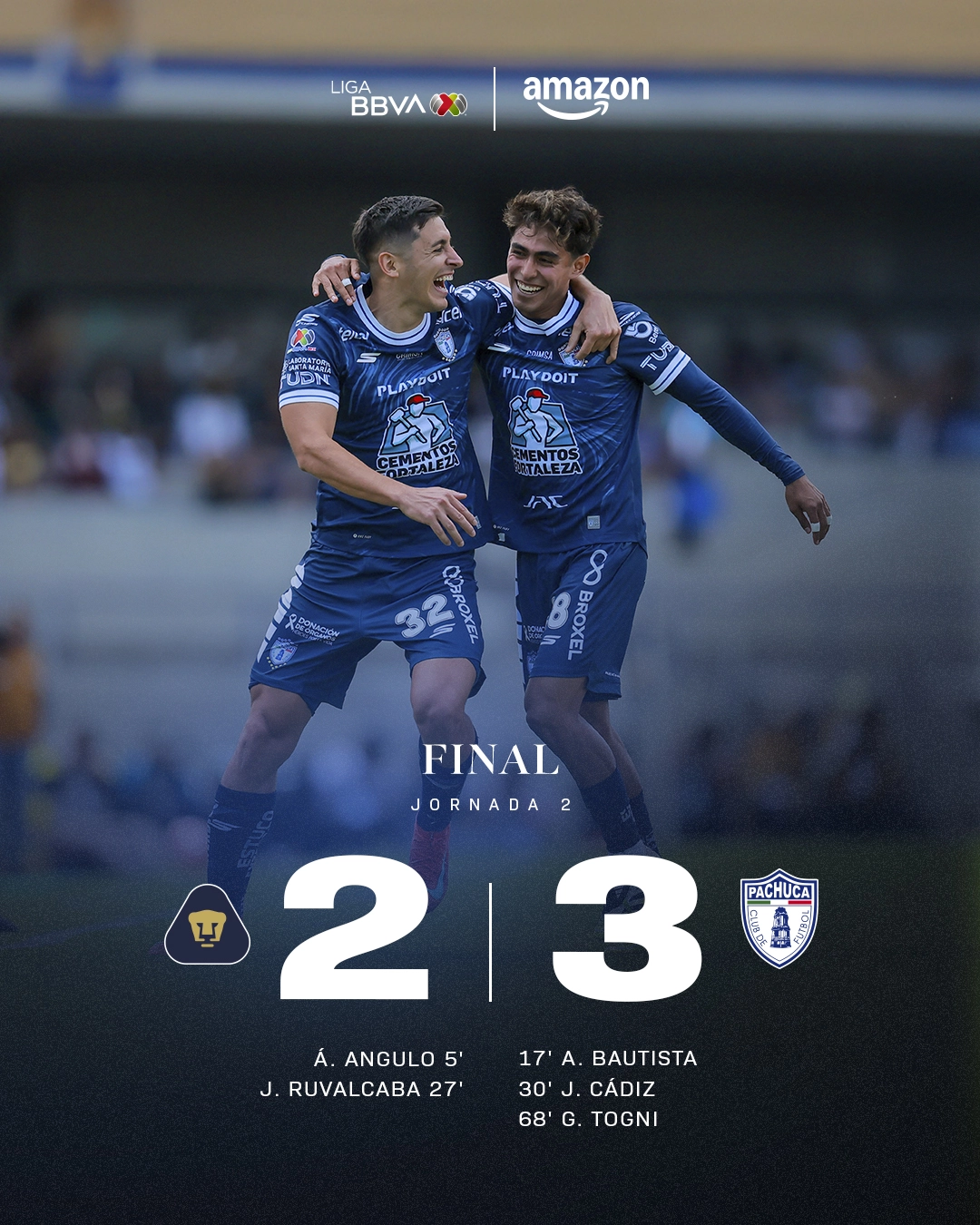 Los Tuzos le pegan 3-2 a Pumas en CU
