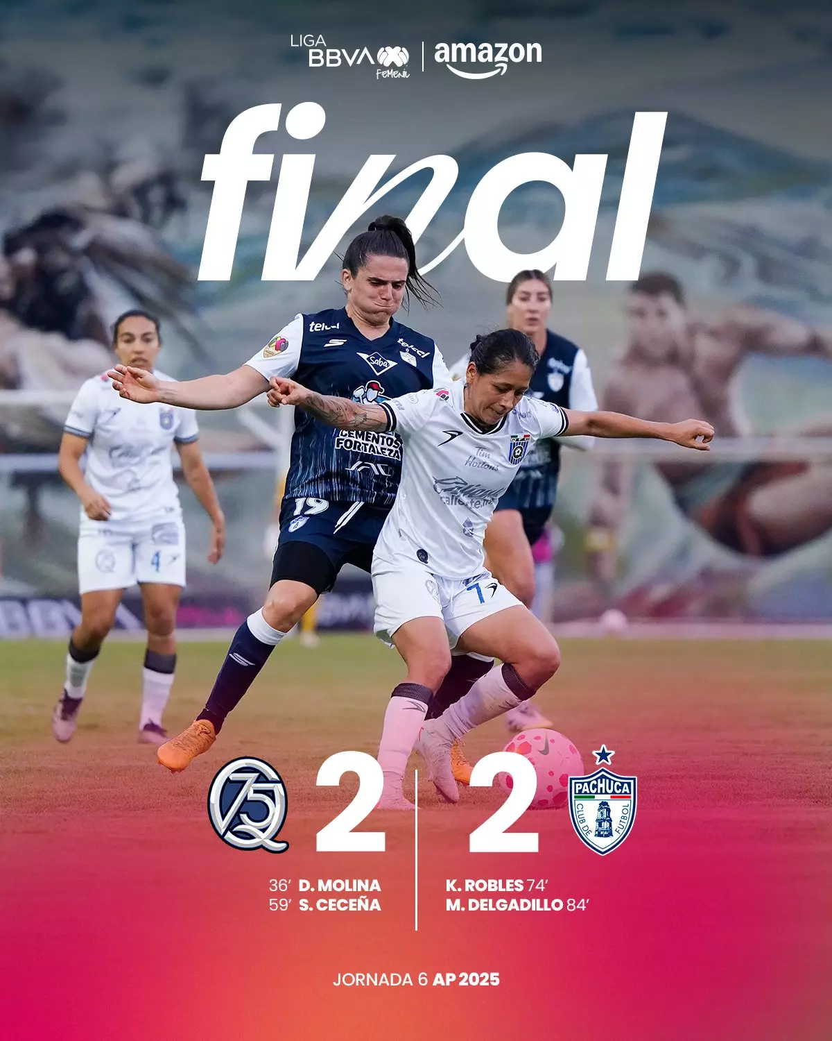 ¡REPARTEN PUNTOS! Las Tuzas y Querétaro Femenil empatan 2-2