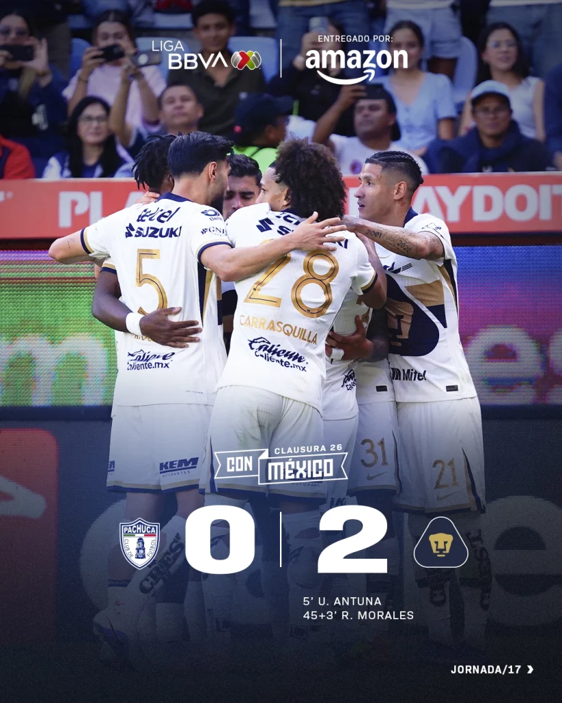 Los Tuzos caen 2-0 ante los Pumas de la UNAM